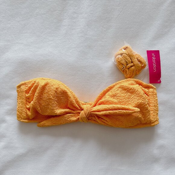 Xhilaration NWT marigold yellow tie Front Bandeau Bikini Top women's swimsuit - Picture 1 of 9